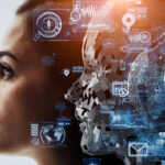 AI (Artificial Intelligence) concept. Deep learning. Machine learning. Singularity.